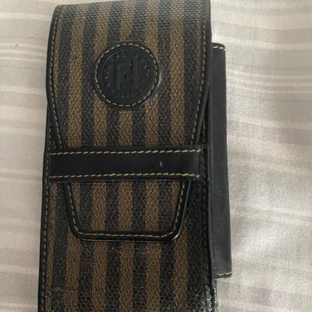 90's FENDI striped leather cigarette Case